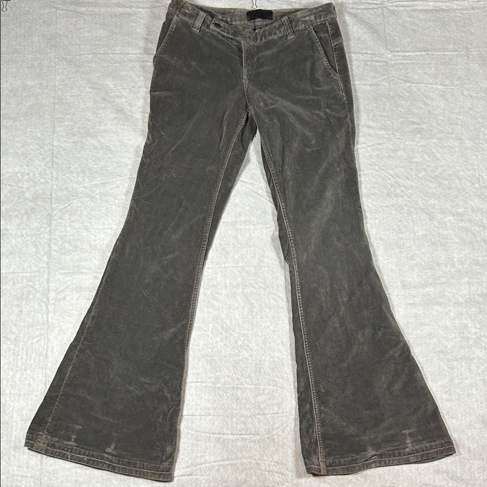 Lucky Brand Womens Gray Corduroy Flare Leg Pants Size 4 Inseam 27 Y2K Grunge